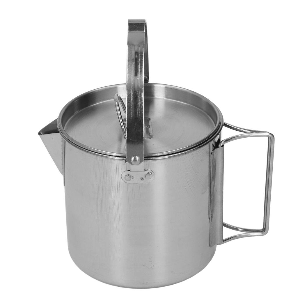 1,2L Edelstahl Campingkessel Tragbare Teekanne Kaffeekanne Outdoor Kochgeschirr zum Wandern Camping
