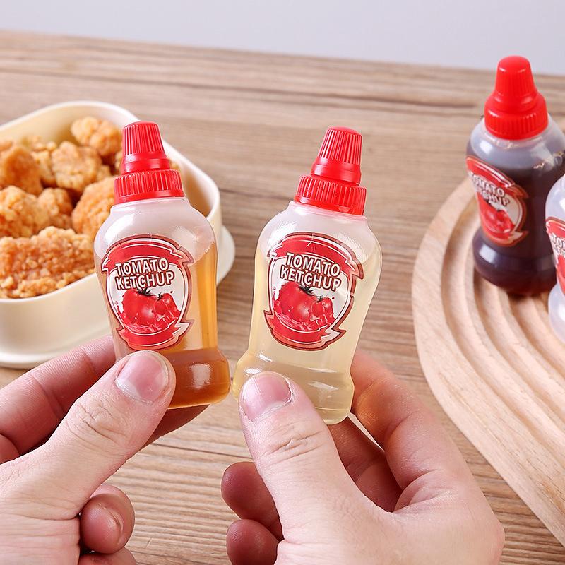 1/4 buc. Mini recipient portabil pentru sos, sos de roșii, sos pentru salată, flacon pulverizat cu ulei, ketchup, miere, muștar