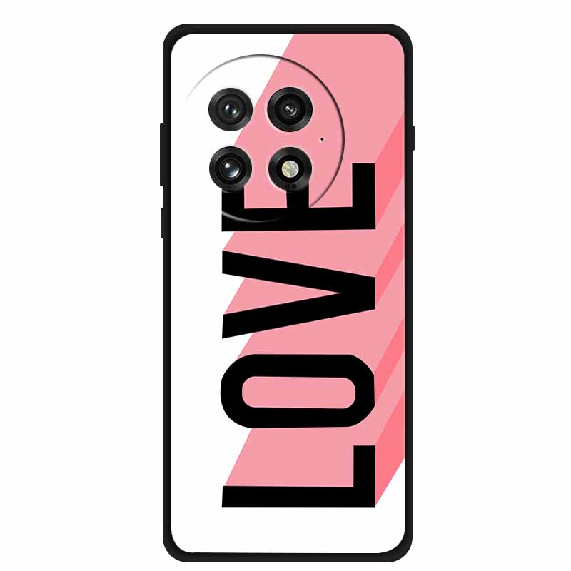 Funda For OnePlus13 5G Case OnePlus 13R Black Silicone Soft Flower Fashion TPU Back Cover For OnePlus13 13R Case Protective Capa