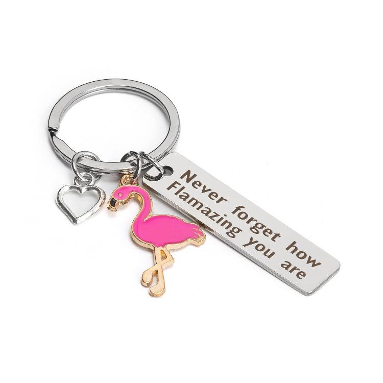 Inspirational Gift Flamingo ‘Never Forget How Flamazing’ Stainless Steel Keyring