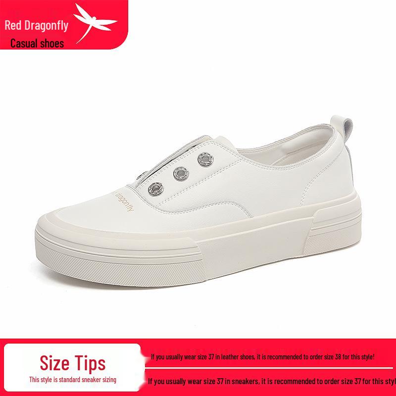 Red Dragonfly Women s White Autumn Flat Soft Sole Casual Slip-on Shoes for Nurses 37