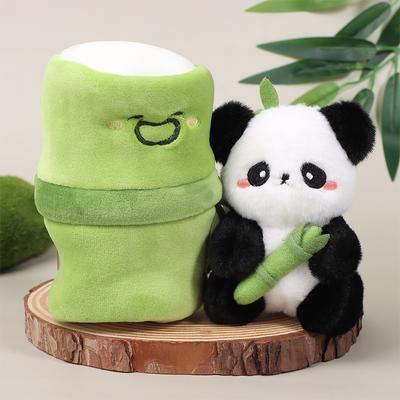 11 cm 2 in 1 Carino Tubo di Bambù Peluche Panda Kawaii Panda Piangente Peluche Animale di Peluche Peluche Super Morbido Portachiavi Panda