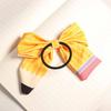 Women Hair Rope Yellow Striped Pencil Bowknot Decor Hair Tie