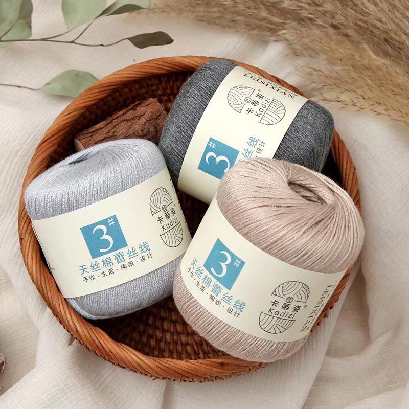 1 Rotolo Filato di Pizzo Cotone Tencel per Uncinetto Estivo & Lavori a Maglia Fai-da-Te - No. 3