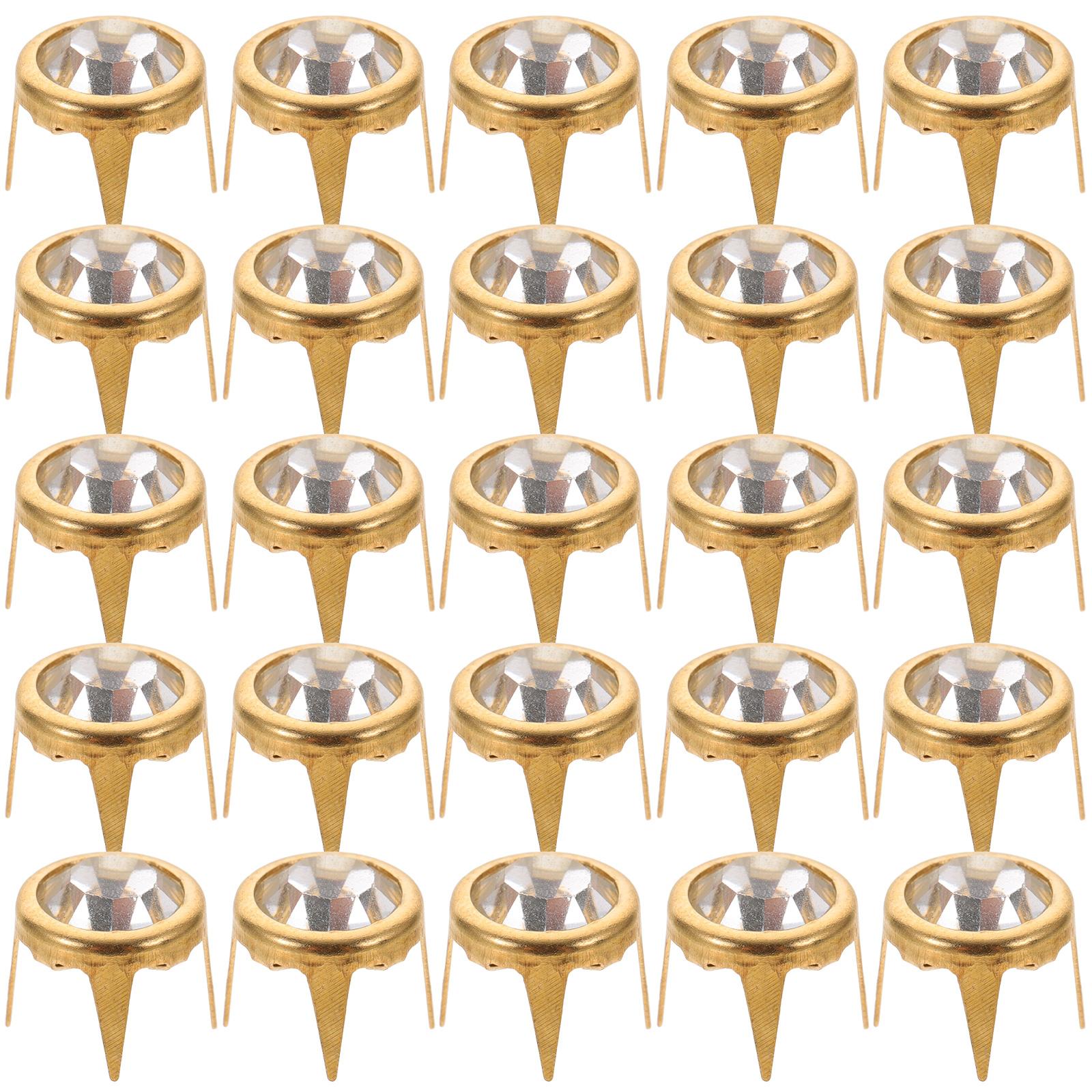 

100Pcs Crystal Rhinestone Decorative Rivets Nail Studs for DIY Bags Shoes Jackets Crafts Punk Accessories золотистий