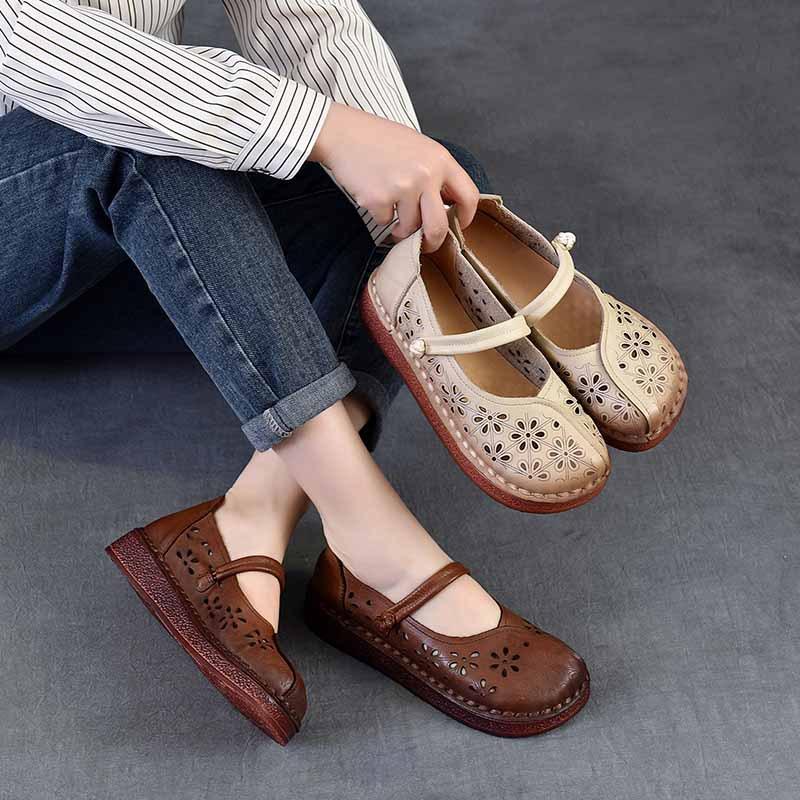 Fashion GKTINOO Women Loafers Spring Genuine Leather Comfort Flat Mother Shoes Slip-On Footwear Fashion Female Footwear Zapatos De Mujer