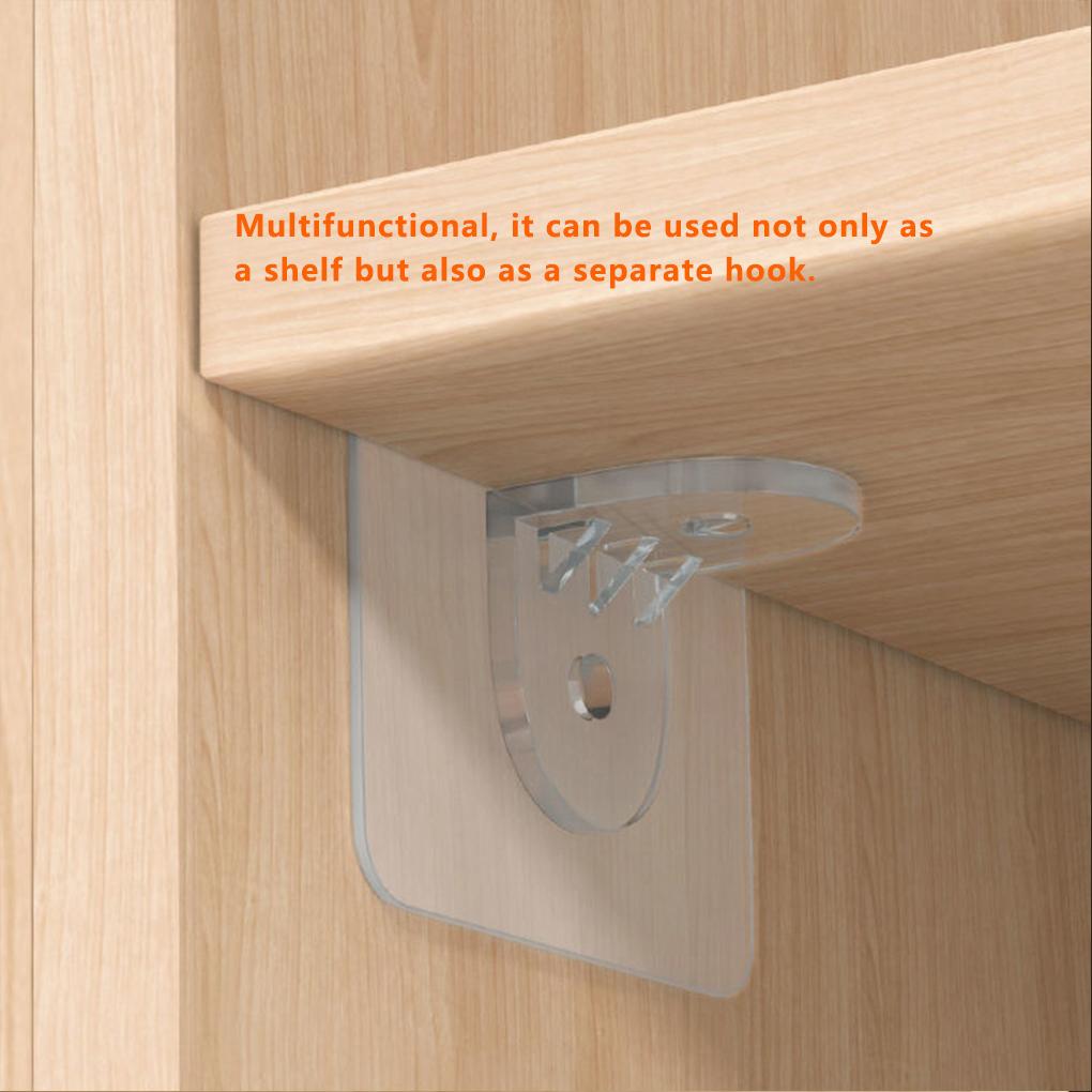 4pcs Self-adhesive Hook Bathroom Kitchen Indoor Transparent Storage Accessory Heavy Duty Clothes Holders Wall-mounted Hanger