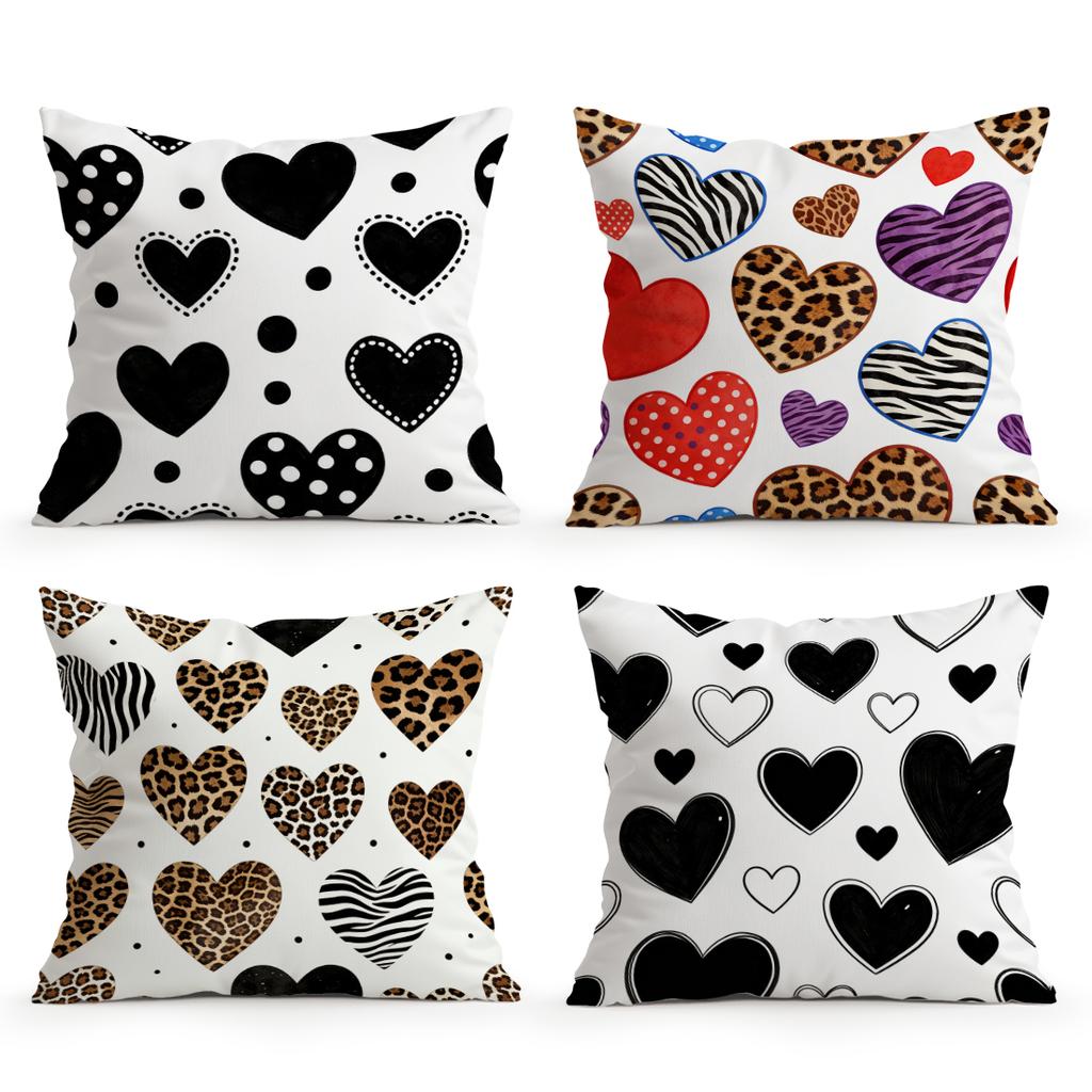 Leopard Print Heart Pillowcase Bedroom Sofa Cushion Cover 100% Polyester Living Room Cushion Pillowcase Home Comfortable Decor