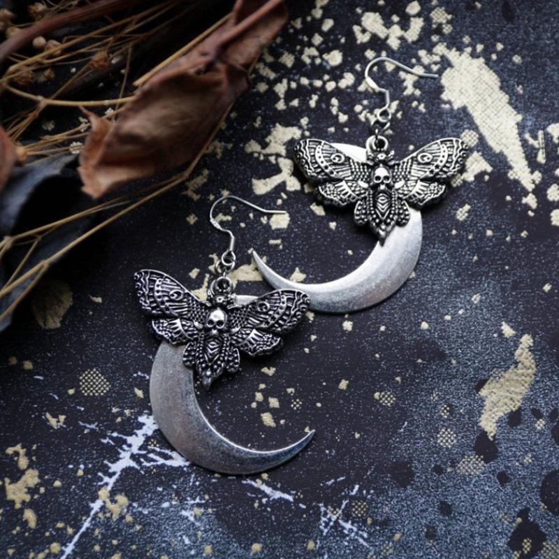 Gothic Retro Moth Charm Halloween Earrings