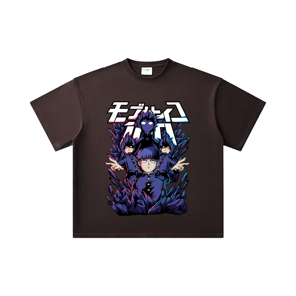 260 GSM Double Yarn 32 Count 100% Cotton Mob Psycho 100 V1 Shiego Print Unisex Heavy Cotton T Shirt