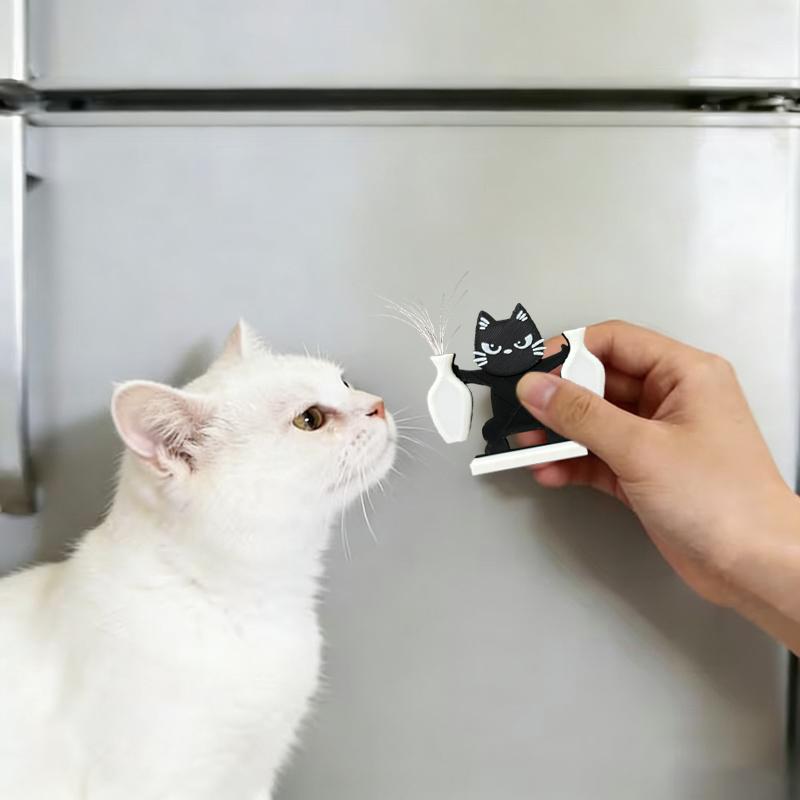 Cat Whisker Collector Double Vase Magnet Animal Shape Cute Magnetic Mini Vase Fridge Decoration for Kitchen Refrigerator Storage