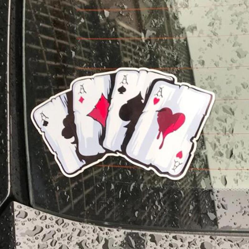 

Sticker Reflective Card Playing Car Personality Poker Monster Hat Car Decoration Personality Style Waterproof Easy To Stick