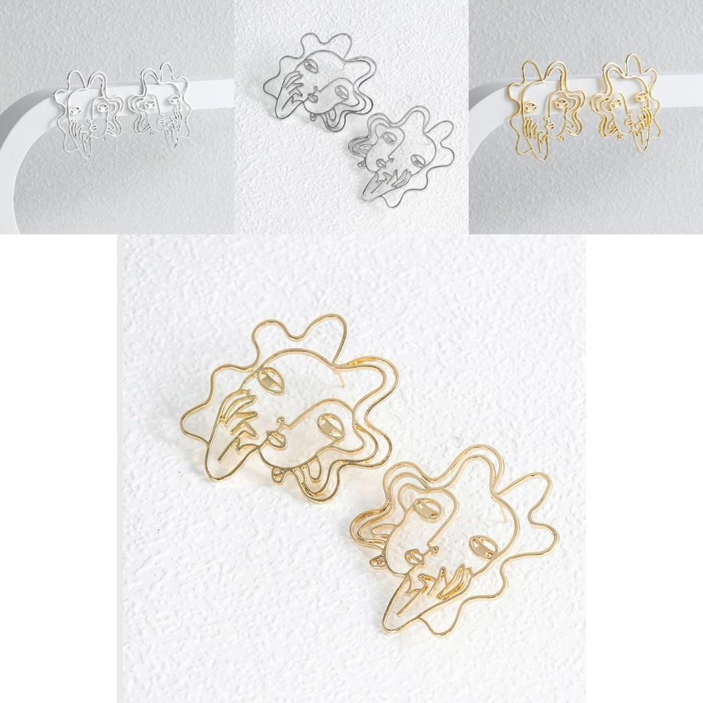Minimalist Modern Alloy Geometric Face Outline Earrings Accessories Fashionable