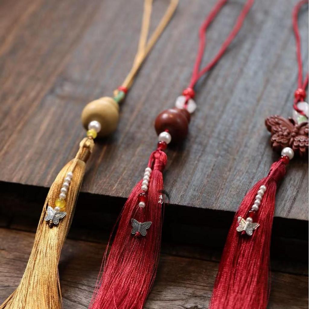 Yixing Zisha Handmade Mini Gourd Butterfly Tassel Pendant