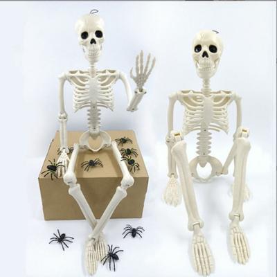 Kreatywne 40CM Halloween Ludzki Szkielet Plastikowy Biały Pomarańczowy Dynia Czaszka Wiszące Zabawki Ciało Figurka Zewnętrzne Wewnętrzne
