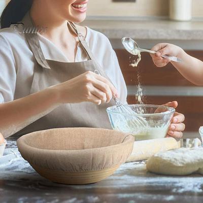 Brot-Gärkorb-Abdeckung, Lebensmittelqualität, superweicher Baumwoll-Flachs, runde Brot-Gärkörbchen-Stoffeinlage für Zuhause