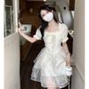 Bow Sweet Princess Style Dress Summer New Beautiful Design Mesh Splicing Fluffy Dress Women