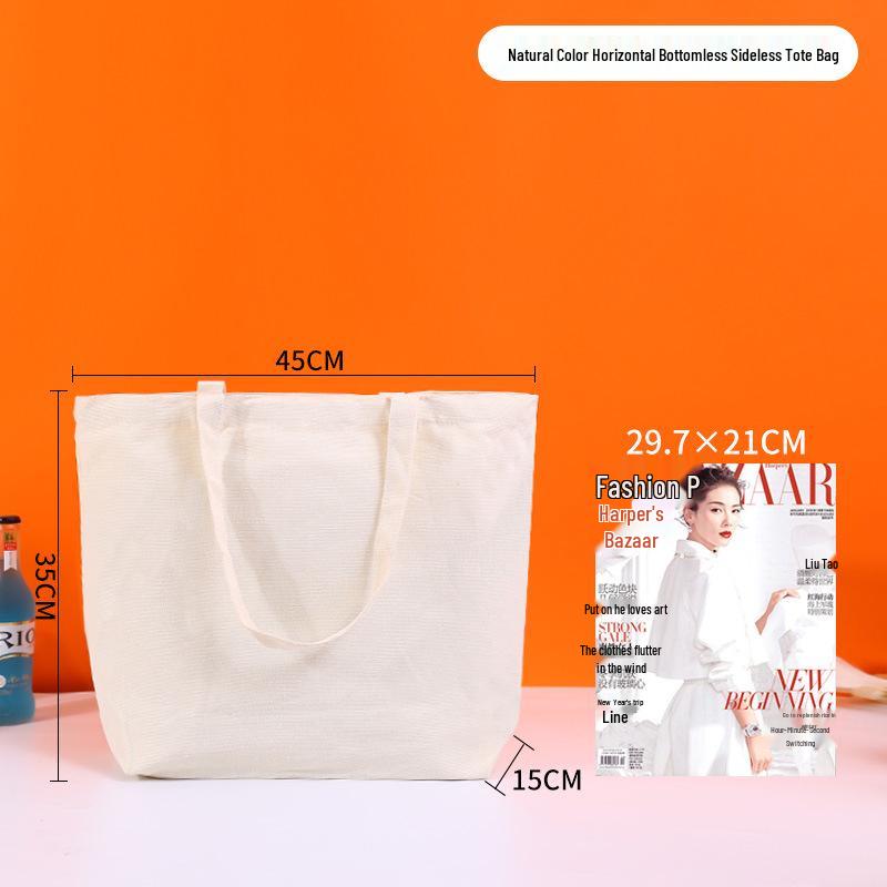 High-End Custom Logo Canvas Tote Bag - White, Blank, Personalized Printing