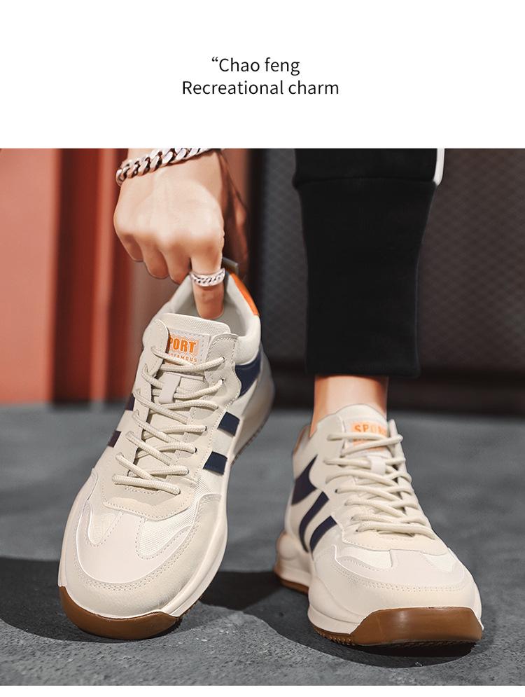 Four Seasons Men's Lace-up Mid-cut Running Shoes - Korean Style Youth Casual Sports Sneakers