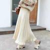 A-Line Women's Autumn Winter Knitted Midi Skirt Slim-Fitting High Waist Wool Half Skirt