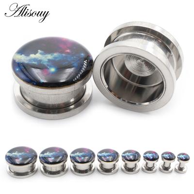 Alisouy 2 ks nehrdzavejúcej ocele Mliečna dráha Oblač Smalt Ušné tunely Plugy Expander Naťahovač Gauge Náušnice Piercing Šperky