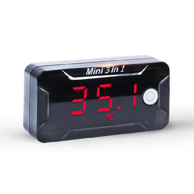 Digital Car Motorcycle Thermometer Voltmeter 3 In 1 Electronic Clock LED Watch