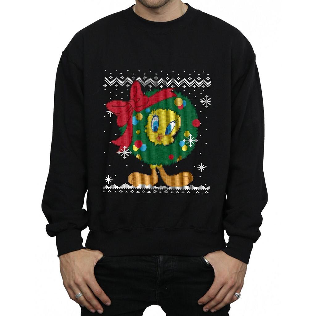 Looney Tunes Mens Tweety Pie Christmas Fair Isle Sweatshirt