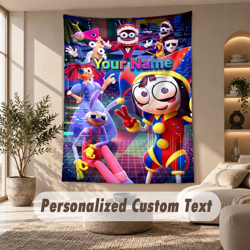 L'incredibile arazzo del Circo Digitale, Testo Personalizzato su Misura, Arazzo da Parete per Soggiorno Decorazione Murale per la Casa