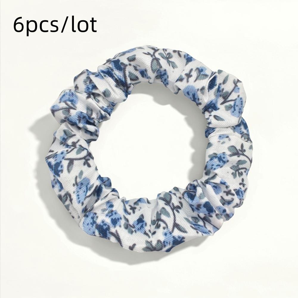 6pcs/lot Scrunchies for Hair Elastic Scrunchy Women Small Chiffon Floral Fabric Fashion Cute Daisy Garden Vocation
