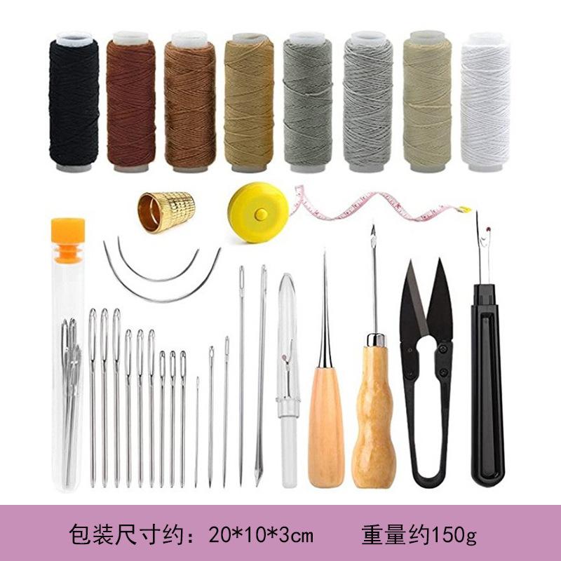 Leather Working Kit with Leather Needles Sewing Awl Waxed Thread Leather Upholstery Repair Kit, Sewing Tools for Hand Stitchin