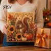 Festive Seasonal Craft Kits Autumn Faux Pearl Painting Kit, Fall Theme Art DIY Kit for Handmade Wall Decor Adults, Fox Pumpkin 3D Set Thanksgiving