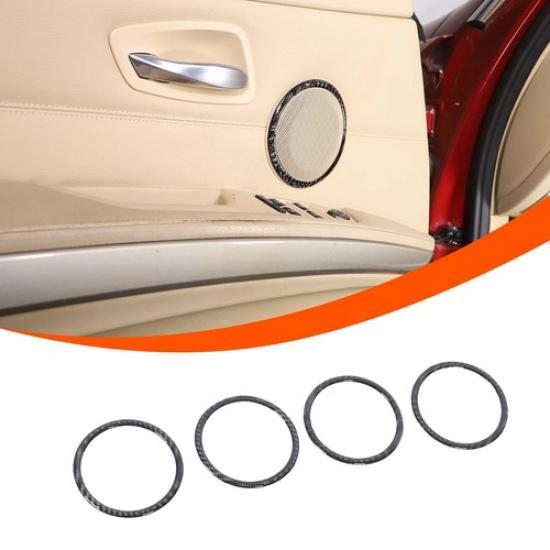 Soft Carbon Fiber Door Speaker Ring Sticker For BMW 3 Series E90 2005-2012