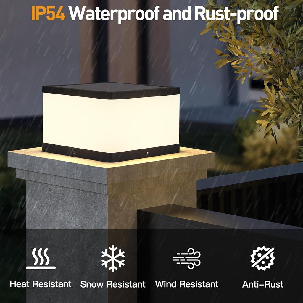 Solar Pillar Light Outdoor 9.84' Dusk to Dawn IP54 Waterproof LED Landscape Light for Patio Garden
