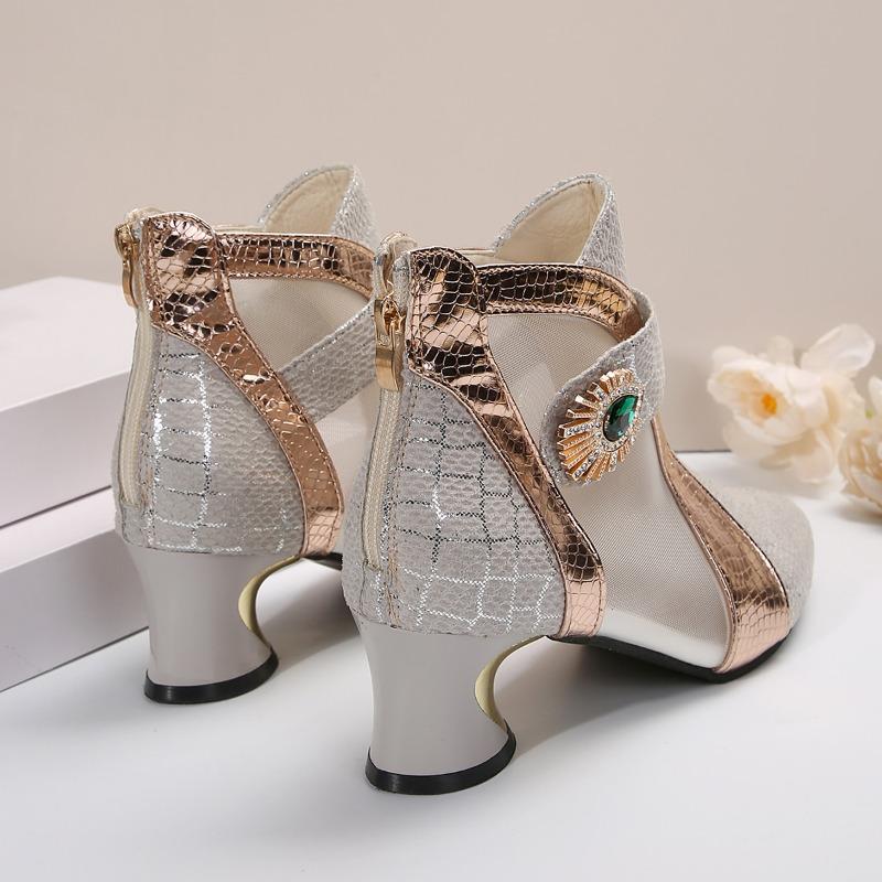 Fashion Fashion Boots Fashion Cutout Booties Breathable Versatile Cold Boots Women's Kitten Heel Single Shoes Pointed Toe High Heels