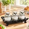 3 Pieces Seasoning Jar Set Ornate Storage Jars Playful for Farmhouse Kitchens