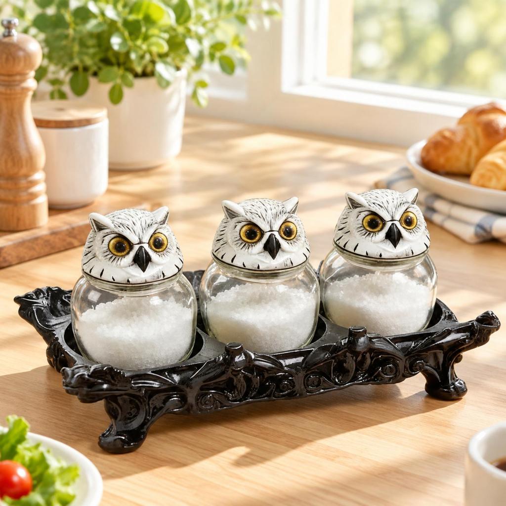 3 Pieces Seasoning Jar Set Ornate Storage Jars Playful for Farmhouse Kitchens