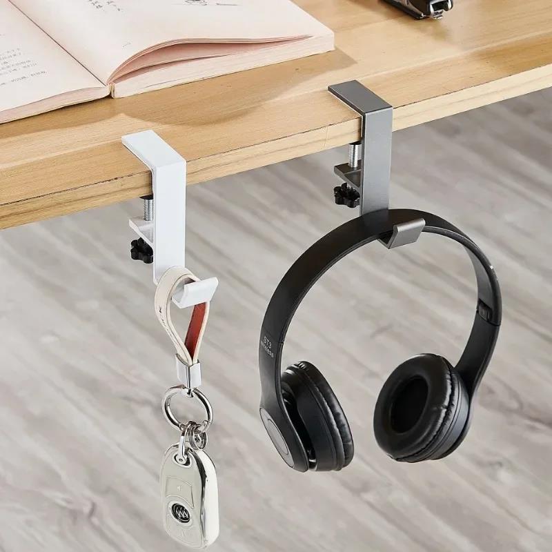 Desk Edge Hook Multi Functional Headphones Stand Table Side Hanging Storage Rack For Gaming Headset Bag Universal Metal Holder