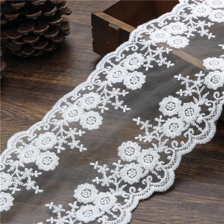 1Meter Cotton Floral Embroidered Mesh Patchwork Lace DIY Apparel Sewing Fabric 12cm Width DIY Garment Curtain Accessories Ribbon
