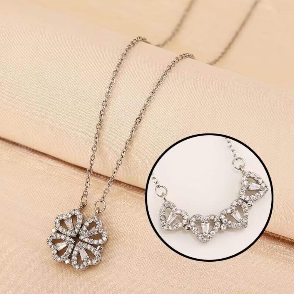 1 Piece Set Magnetic Love Pendant Necklace Women s Necklace Heart Necklace Lucky 4-in-1 Love Pendant Jewelry Gift 45cm