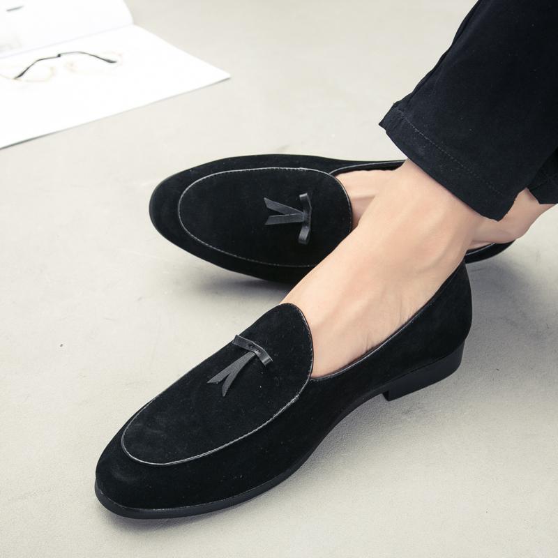 Fashion Leather Shoes for Men Slip On Soft Shoes Man Comfortable Casual Men Suede Loafers Moccasins Driving Shoe Male Rubber Sole