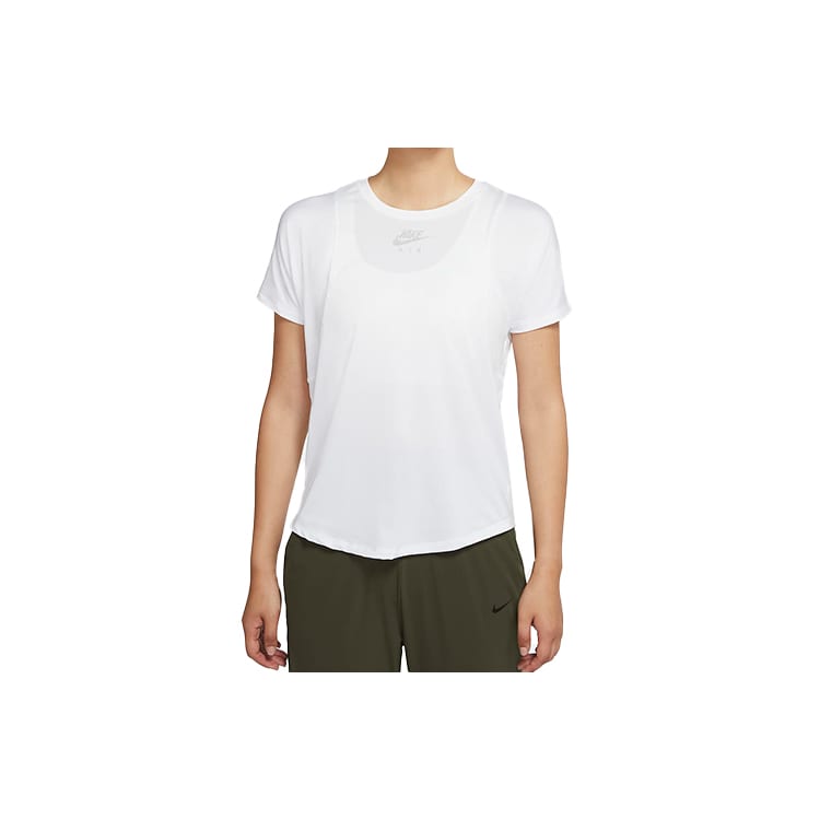 Nike T Shirts Women's White Crew Neck Moderate Straight Fit CU3330-100