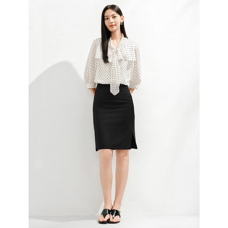 JUZUI ANNANKE Women's Commuter Style Slim Belt Midi Skirt