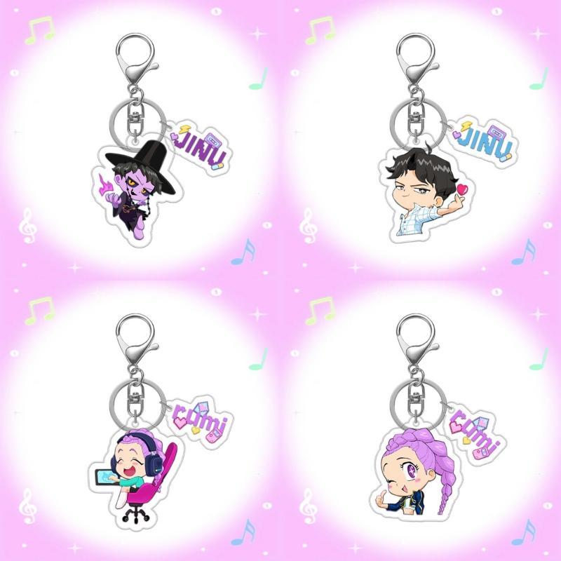 Cute Kpop Demon Hunters Keychains Rumi Mira Zoey Anime Peripheral Acrylic Pendant Backpack Pendant Decoration Fans Toys Gifts