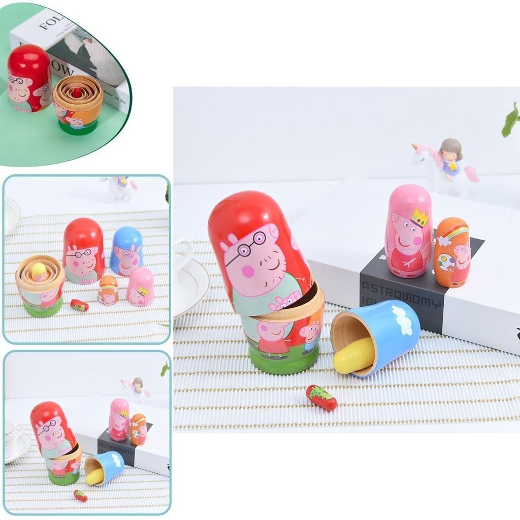 Niedliches Peppa Pig Matrjoschka-Puppenset mit 6 handbemalten Schichten