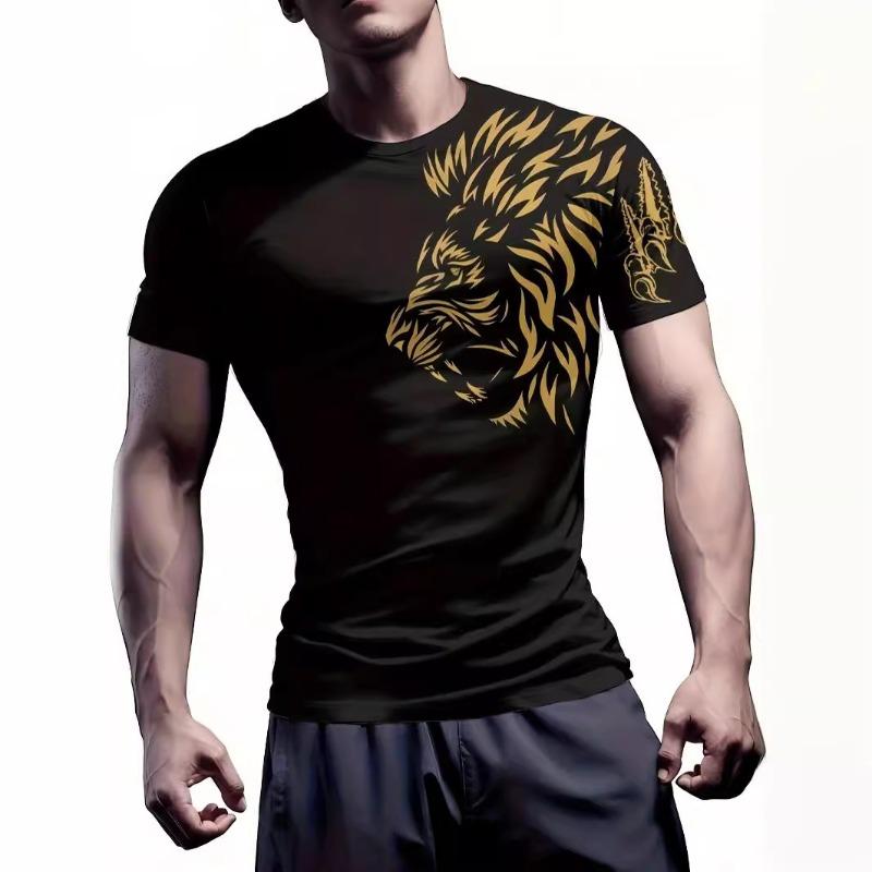 Men's 3D Printed T-Shirt Muscle Pattern Print Outdoor Fitness Breathable Quick Drying Sports Short Sleeve O-Neck Pullover Casual Top