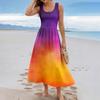 Sleeveless Gradient Maxi Dress Scoop Neck Casual Loose Fit Summer Dresses for Women Uk Ladies Summer Dresses Uk