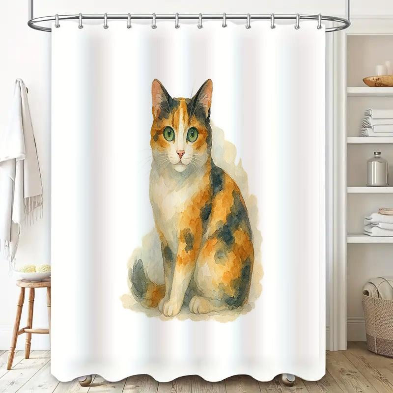 Cat Shower Curtain Cute Kitten Bathroom Decor Farmhouse Style Washable Fabric Liner Vintage Animal Pattern Home Decor