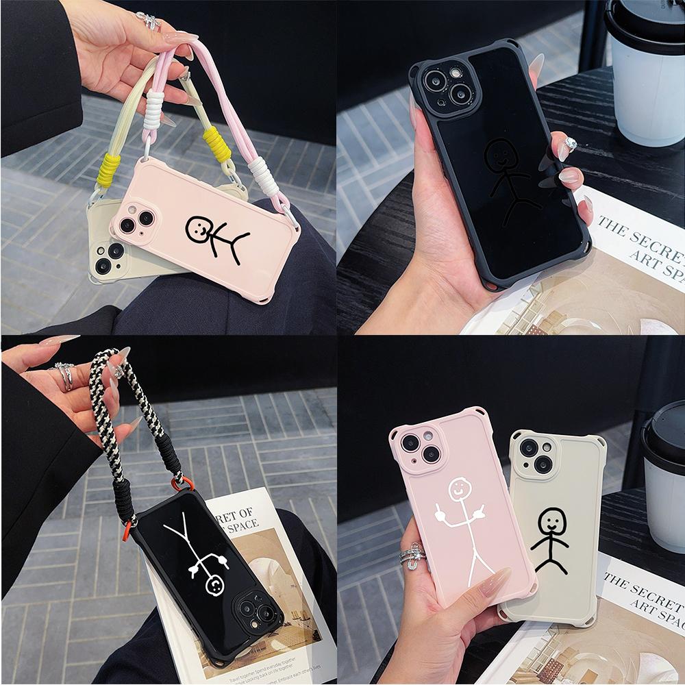 

Мягкие чехлы для iPhone 16 15 13 12 11 14 Pro Max 8 Plus XR Четыре угла Защитный чехол от падения Дополнительный шнурок N79 Мультфильм Matchman art for iPhone 7/8