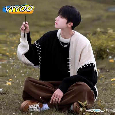 Men's Y2K Knitted Sweater Oversize Pullovers Knitwear Winter Harajuku Streetwear Patchwork Autumn Korean Style Clotehs Men