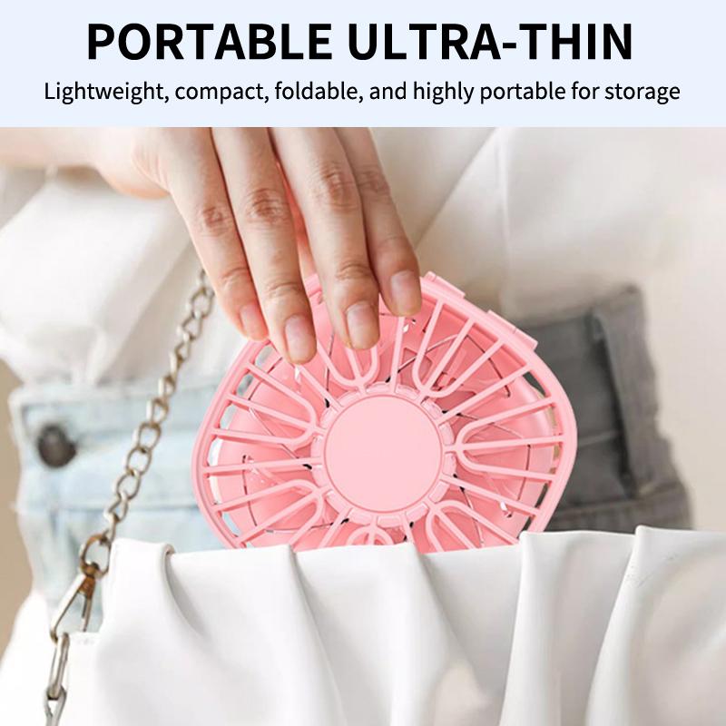 Multi-Functional Mini Handheld Fan With Makeup Mirror Foldable Small Electric Fan Usb Rechargeable Portable Hanging Neck Fan